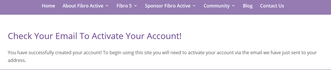 check your email to activate your account